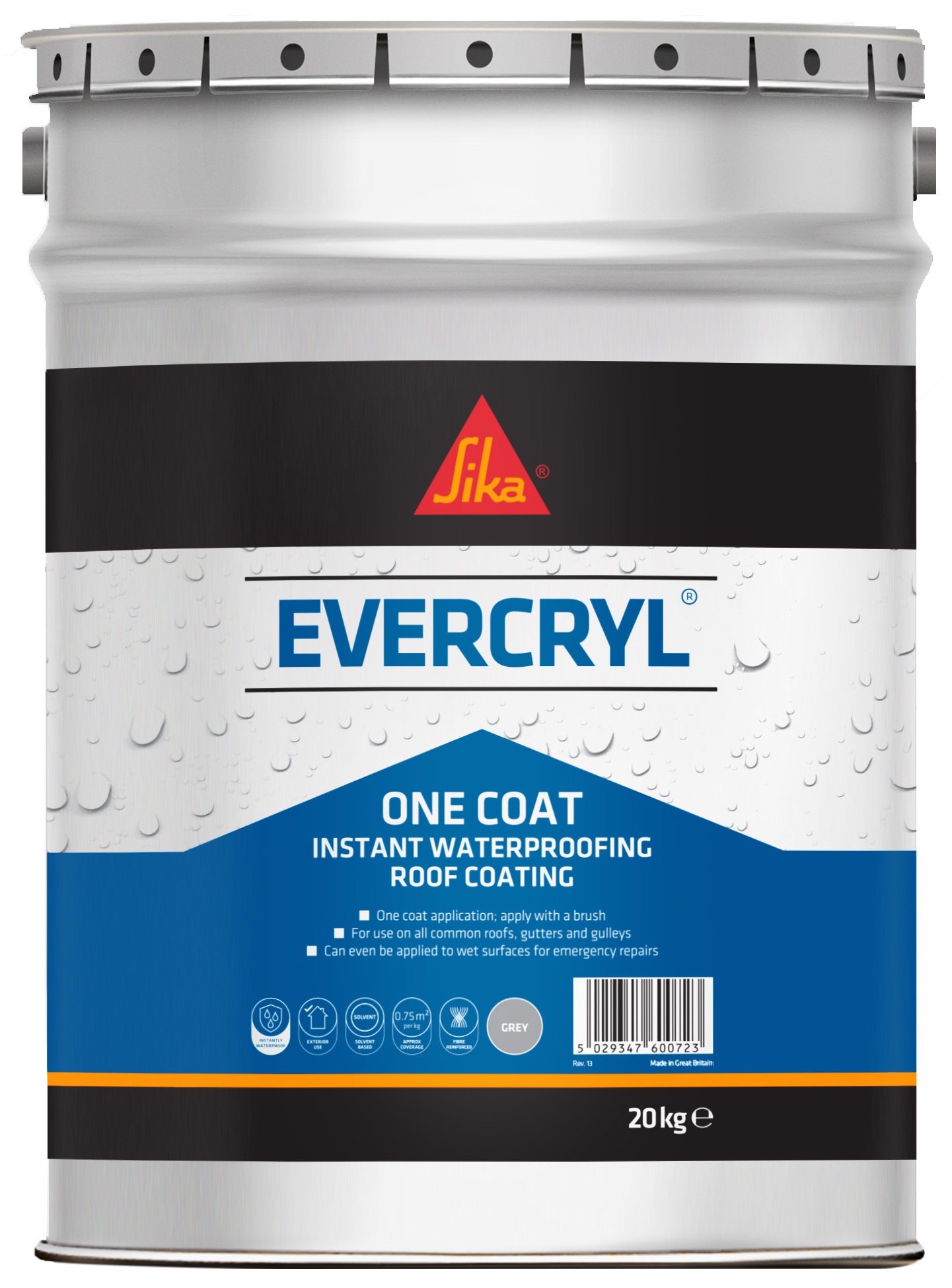 Sika Everbuild Evercryl One Coat 20kg grey roof repair compound