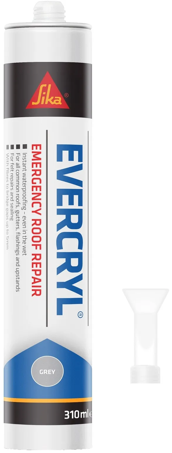 Sika Evercryl Emergency Roof Repair 310ml Grey Sika Evercryl Emergency Roof Repair Compound 310ml Cartridge – Grey (EVCGYCART)