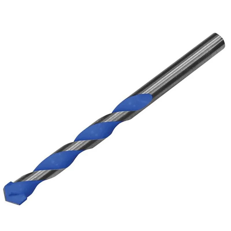 A single Faithfull drill bit shown diagonally with its blue spiral and cutting tip visible.