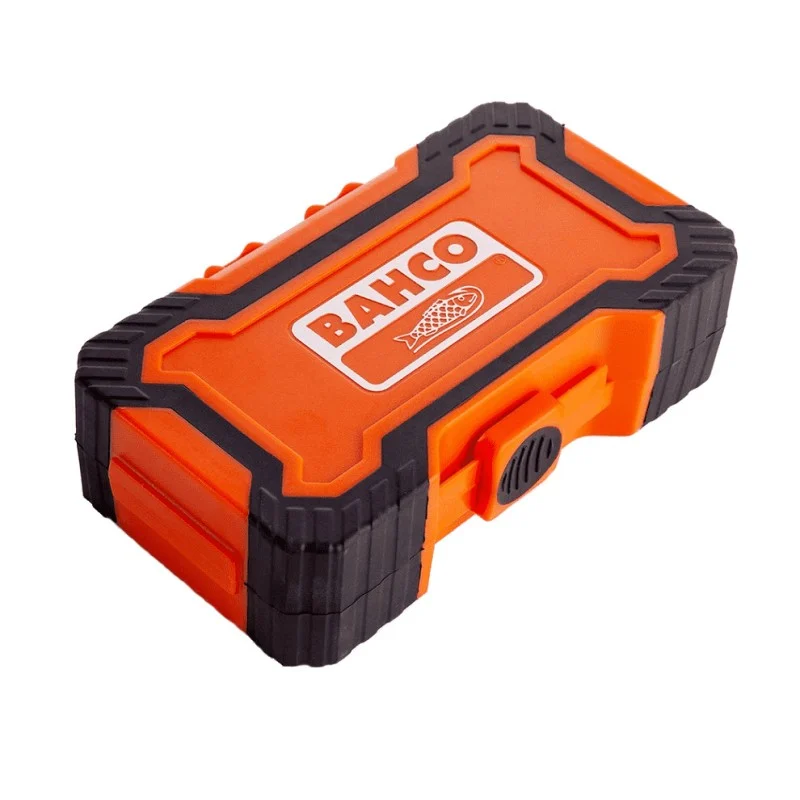 Closed orange and black Bahco tool case with moulded corner protection and a carry handle.