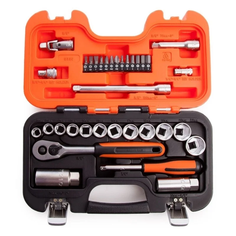 Bahco S330 Socket Set in Case Bahco S330 3/8in Drive 34 Piece Socket and Bit Set XMS26S330