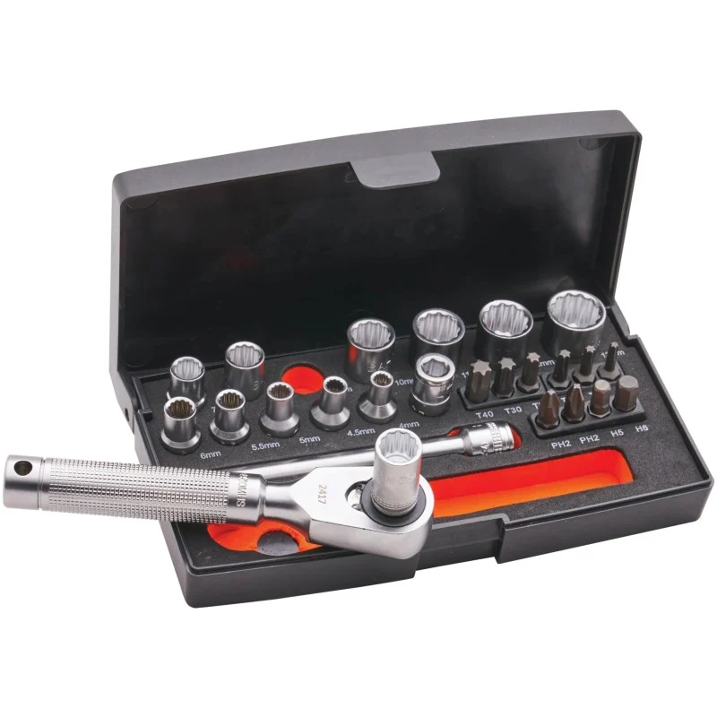 Bahco Special Edition Socket Set Bahco SL25MHBL Special Edition 1/4in 25-Piece Socket and Bit Set XMS26SL25