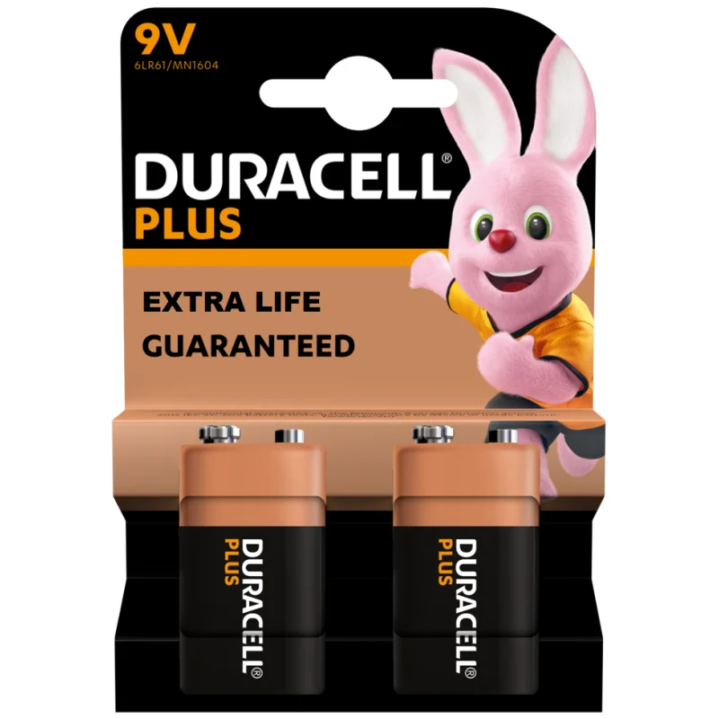Duracell Plus 9V Battery Twin Pack Duracell Plus 9V PP3 Alkaline Batteries 2 Pack – XMS26DUR9V
