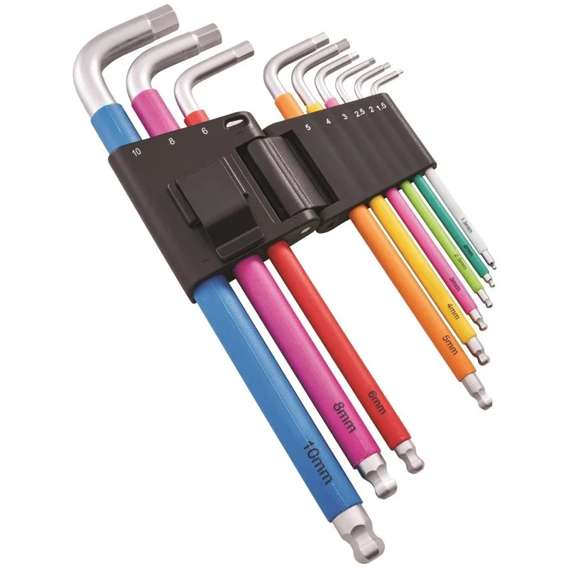 Faithfull Colour-Coded Hex Key Set Faithfull 9 Piece Colour-Coded Ball End Hex Key Set 1.5-10mm XMS26HEXKEY