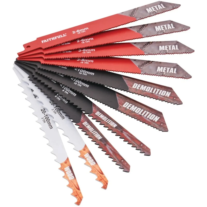 Faithfull Reciprocating Saw Blade Set Faithfull 10 Piece Reciprocating Sabre Saw Blade Set 150mm XMS26SABRE