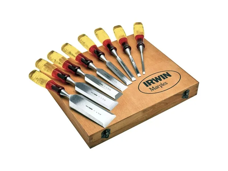 Irwin Marples MAR373S8 Chisels with Wooden Case Irwin Marples M373 Split-Proof Bevel Edge Wood Chisel Set 8 Piece 6-50mm XMS26CHISEL8