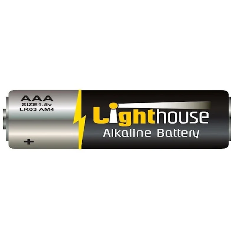 Lighthouse AAA Battery Side View Lighthouse L-HBATAAA24 AAA Alkaline Batteries Pack of 24 XMS26LHBAT3A
