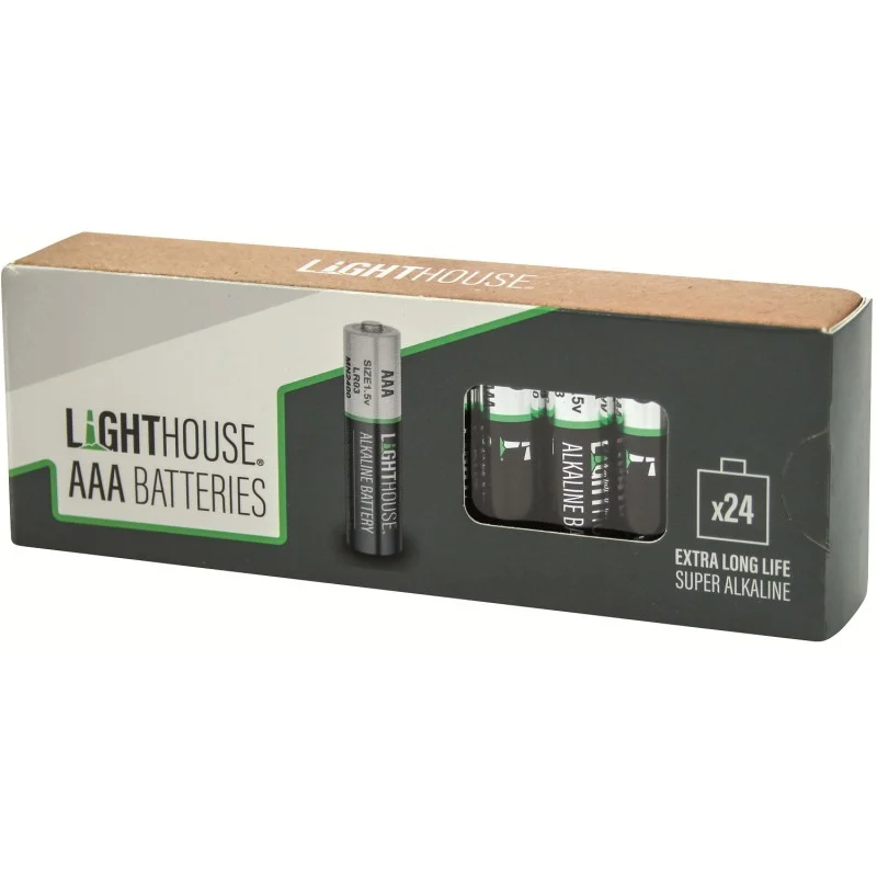 Lighthouse AAA alkaline batteries pack of 24 for everyday household and electrical devices