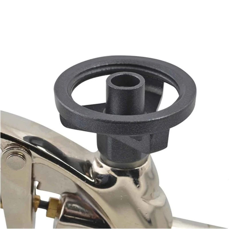 Close-up of the circular canister adaptor on top of the Roughneck expanding foam gun.