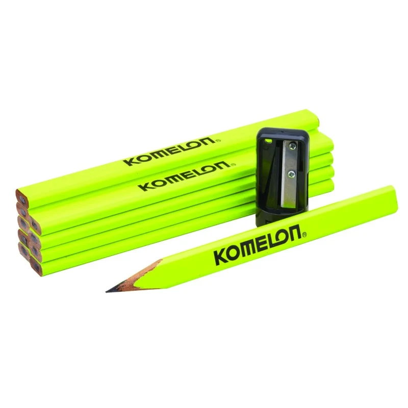 Komelon Carpenter Pencils and Sharpener Komelon KCPT10 HB Carpenters Pencils and Sharpener Set 10 Pack XMS26PENCILS