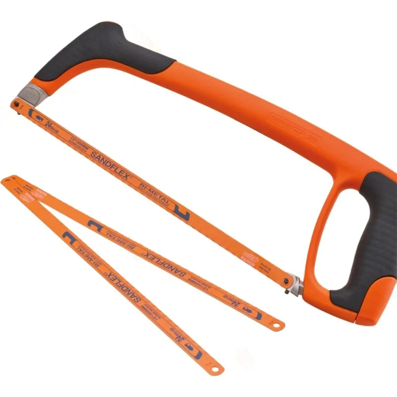 Bahco Professional Hacksaws – Twin Pack Display Bahco 300mm (12in) Steel-Core Hacksaw with 55° Flush-Cut Mount & 2 Spare Blades XMS26HACK