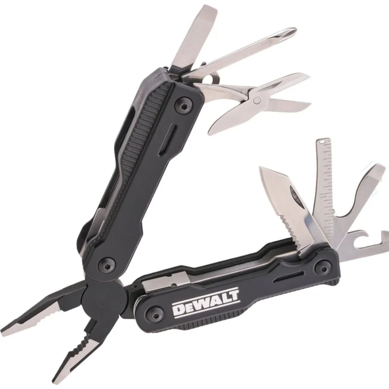 DeWalt F1 McLaren 16-in-1 Multi-Tool – Open View DeWalt F1 McLaren 16-in-1 Stainless Steel Multi-Tool Pliers with Knife, Scissors & Wire Tools XMS26MTOOL