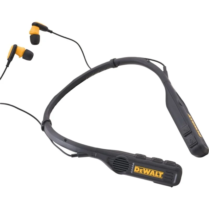DeWalt Pro Max Neckband – Full Product View DeWalt Pro Max Bluetooth Neckband Headphone with Upward Speakers & IP56 Earbuds XMS26NECK