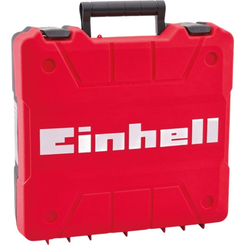 Red Einhell E-Box carrying case included with the cordless combi drill kit