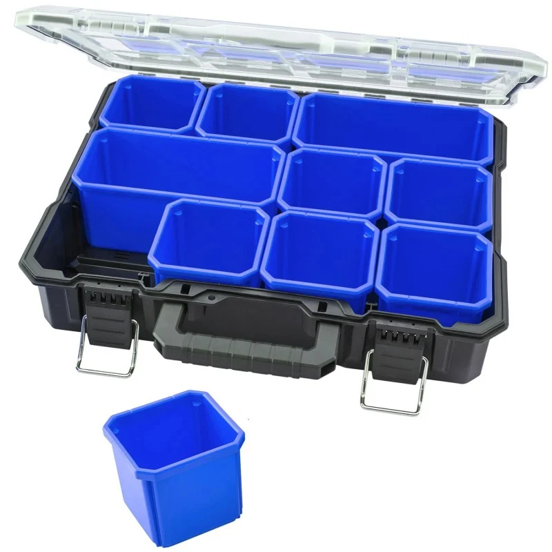 Faithfull Deep Organiser – Removable Cup Detail Faithfull 10-Cup Deep Small Parts Organiser Case with Sealed Clear Lid XMS26ORGAN