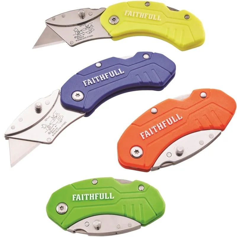 Folding utility knives, four-colour range Faithfull Hi-Vis Folding Lock Back Utility Knife Bright Blue XMS26UTILITY-BLUE