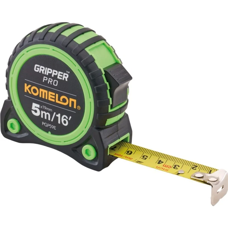 Komelon Gripper 5m Tape – Blade Extended Komelon 5m (16ft) Gripper Pro Measuring Tape, Hi-Vis Dual Scale XMS26TAPE5