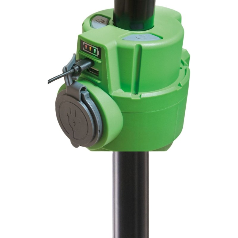 Close-up of the green control housing on the Lighthouse site-light pole