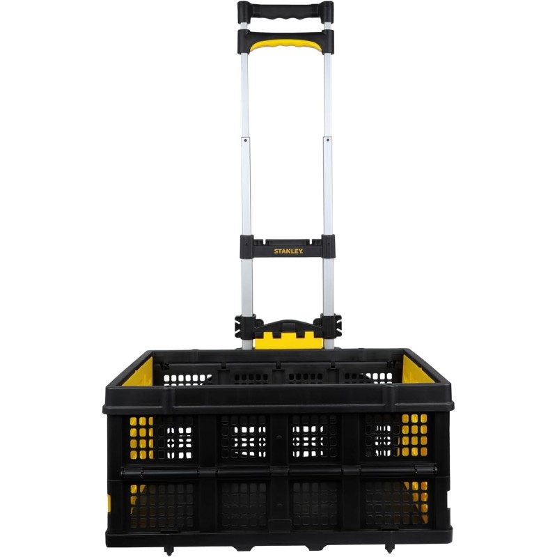 Front view of Stanley FT509 telescopic handle behind its open basket