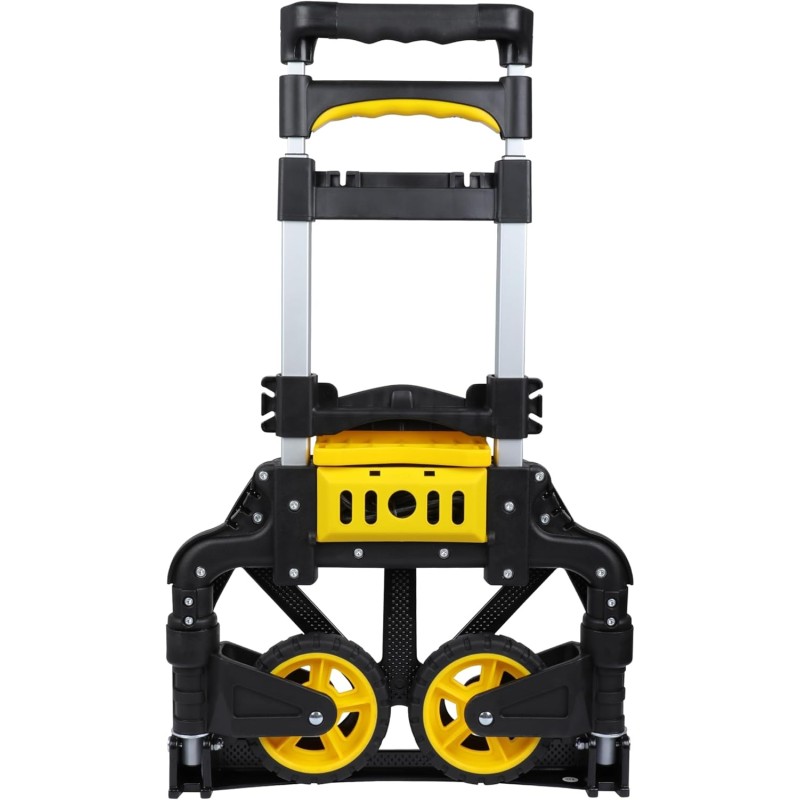 Stanley FT509 folding hand truck with basket folded and wheels visible