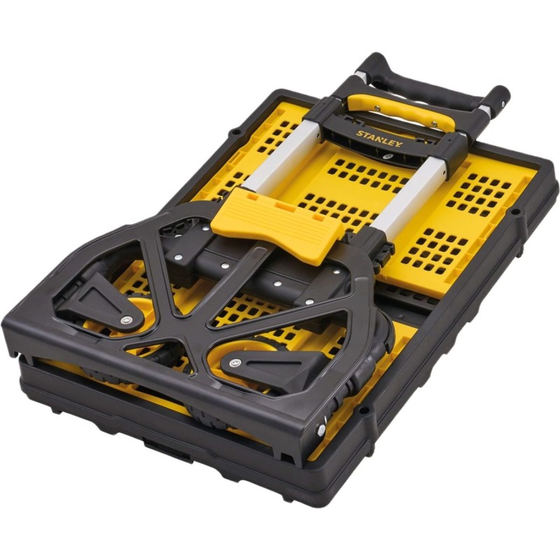 Stanley FT509 hand trolley folded flat with basket nested into the frame