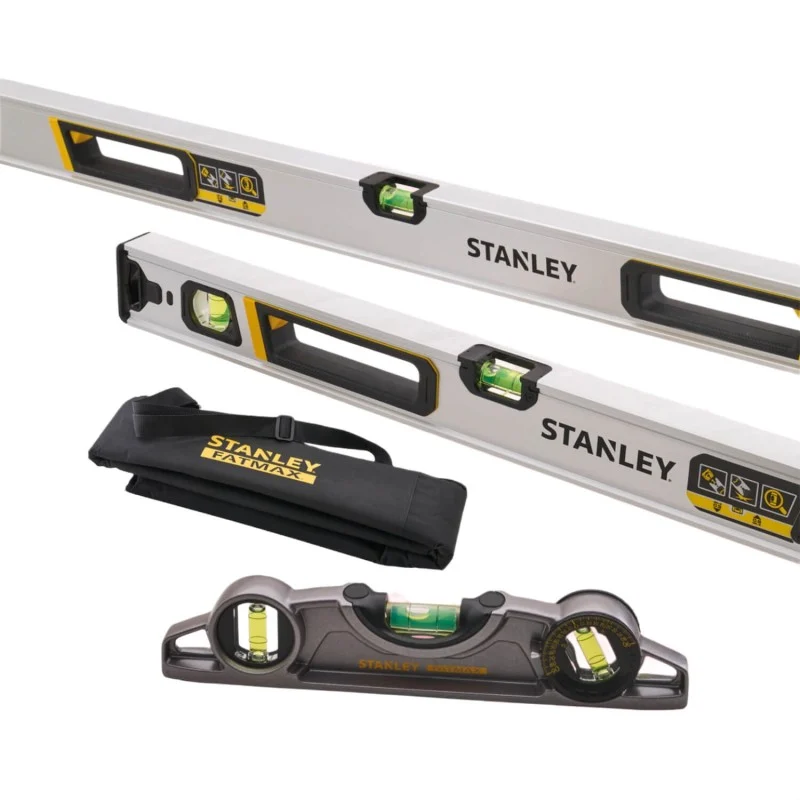 Stanley Xtreme Three-Piece Spirit Level Kit Stanley FATMAX Xtreme Spirit Level Kit 60cm & 120cm with Magnetic Torpedo & Carry Bag XMS26LEVEL3
