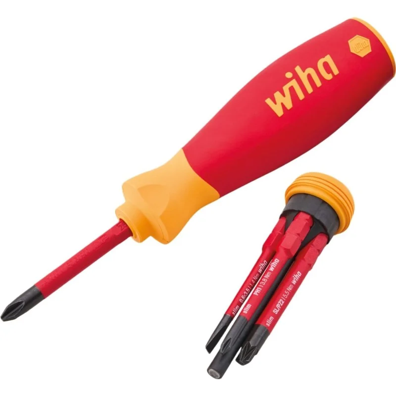Wiha Pocket Max VDE Set – Handle and Bits Wiha PocketMax VDE Insulated SlimBit Screwdriver Set 6 Piece XMS26PKTMAX